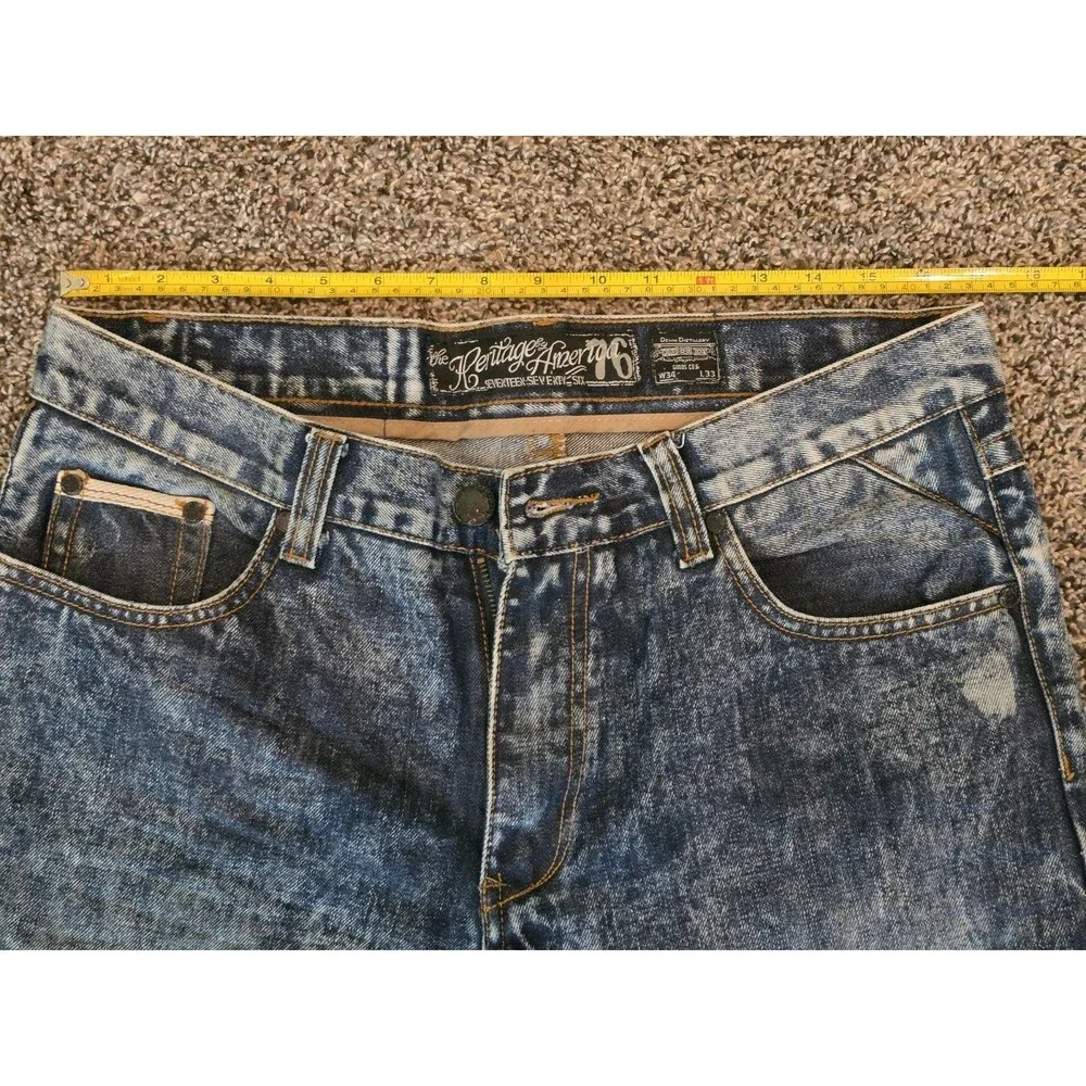 Heritage America 1776 Denim Distillery Men Jeans Gold Paint Splatter 34x33